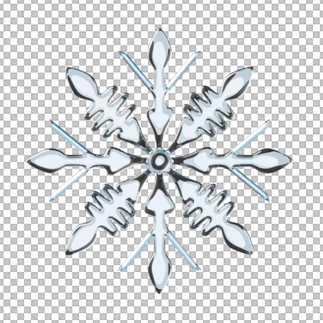 Radiant Glass Snowflake 3D PNG