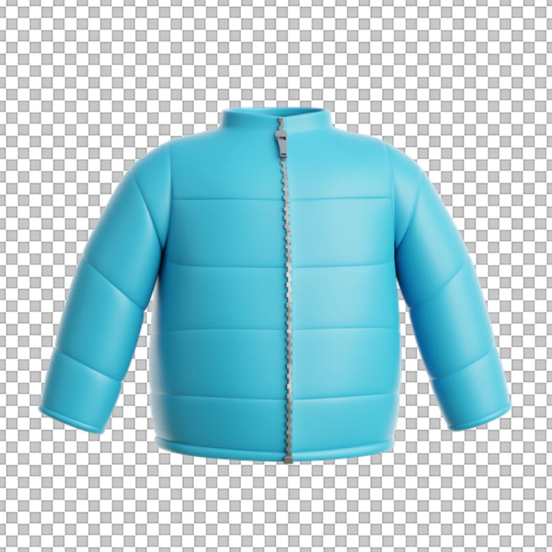 Blue Zip-Up Jacket 3D PNG