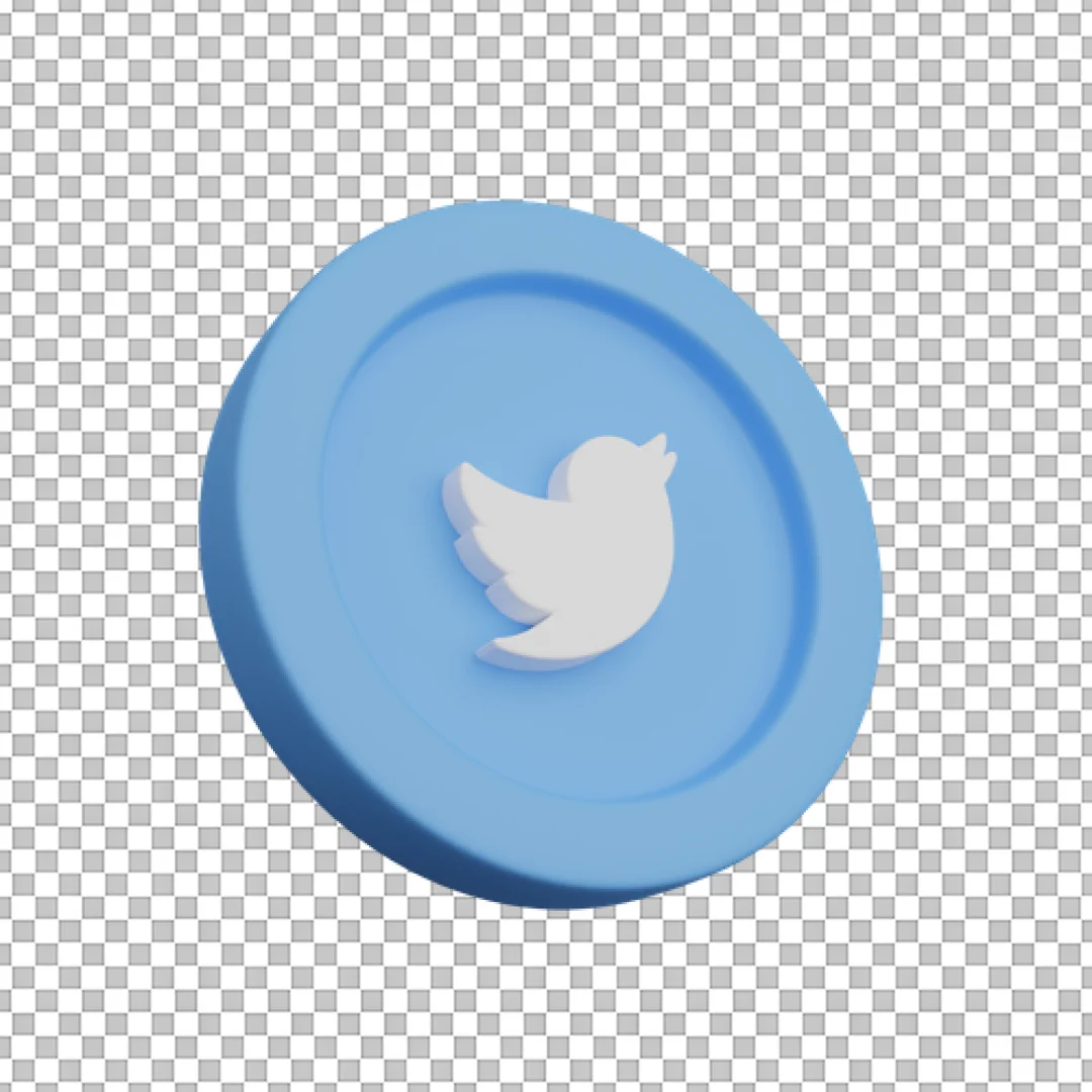 Blue 3D Twitter Coin Icon PNG