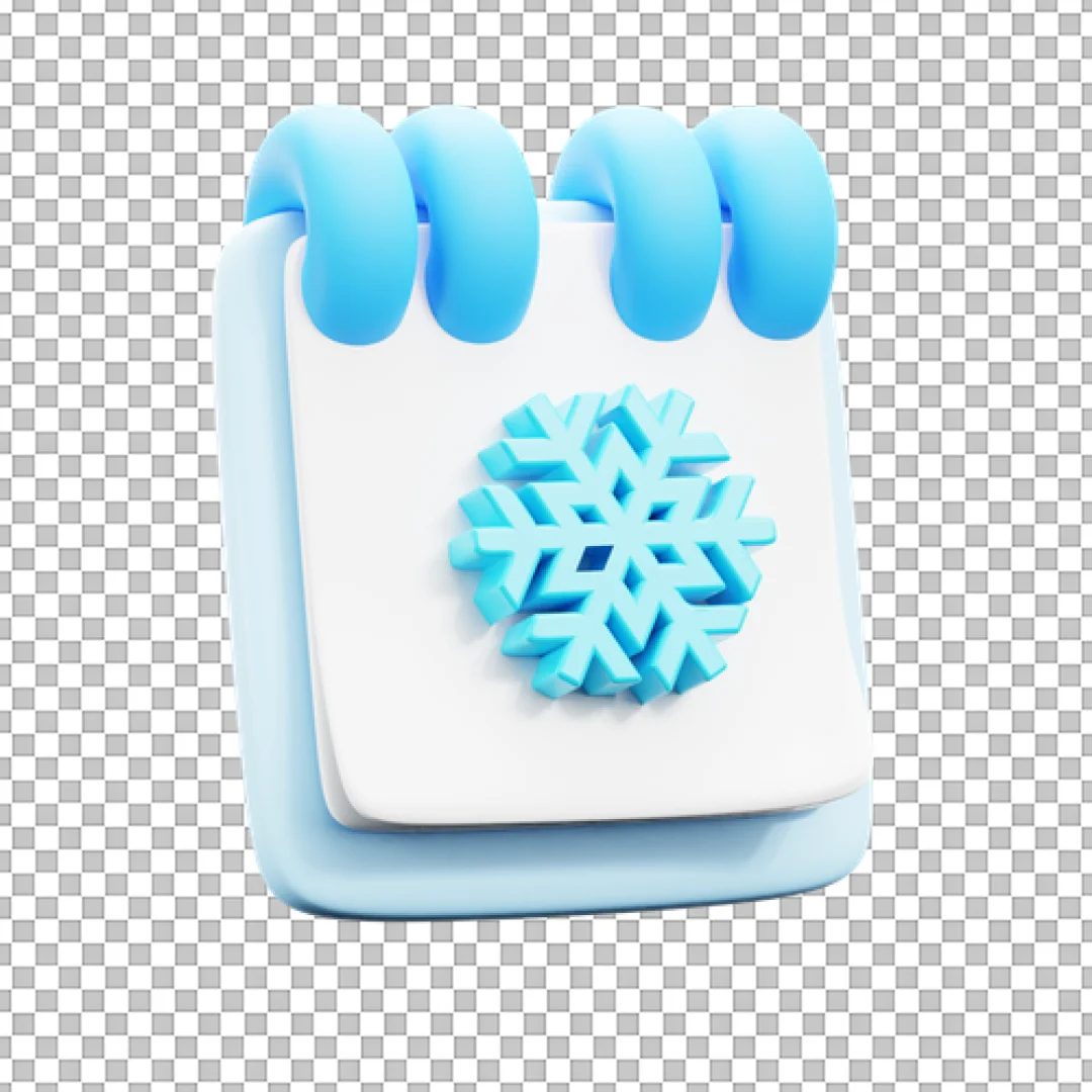 3D Snowflake Calendar Icon PNG