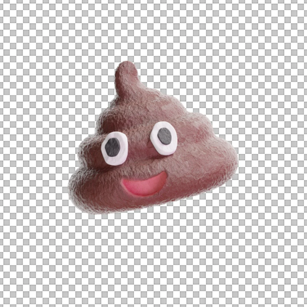Poop Emoji Clay Style 3D Icon PNG