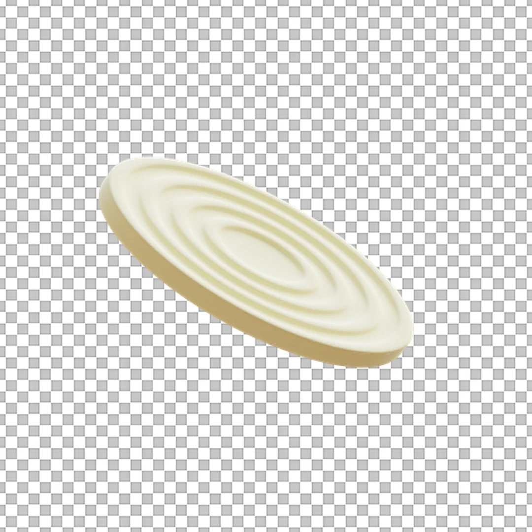 3D Circular Disc Icon with Concentric Ripple Texture and Shadow