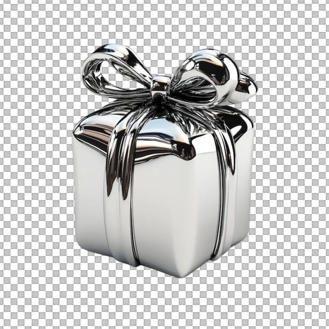 Silver Chrome Gift Box PNG