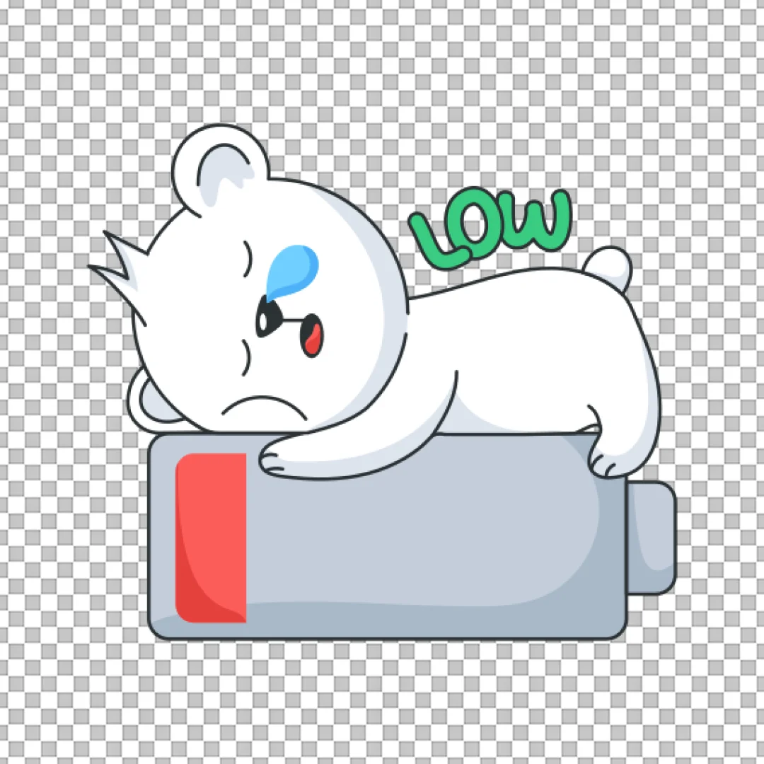 Low Battery Tired Polar Bear Sticker PNG
