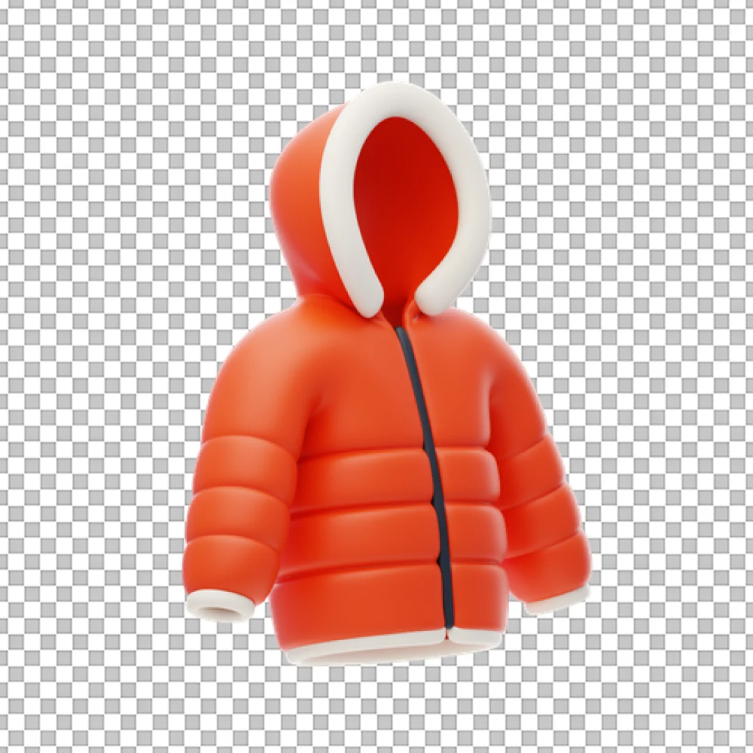 Orange Hooded Jacket 3D PNG