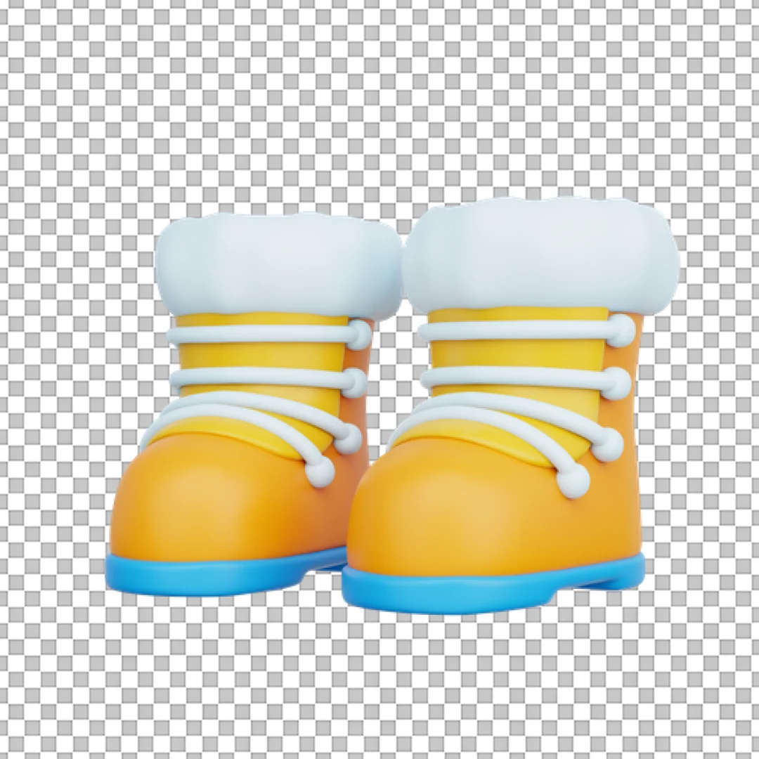 Orange Winter Boots White Laces PNG
