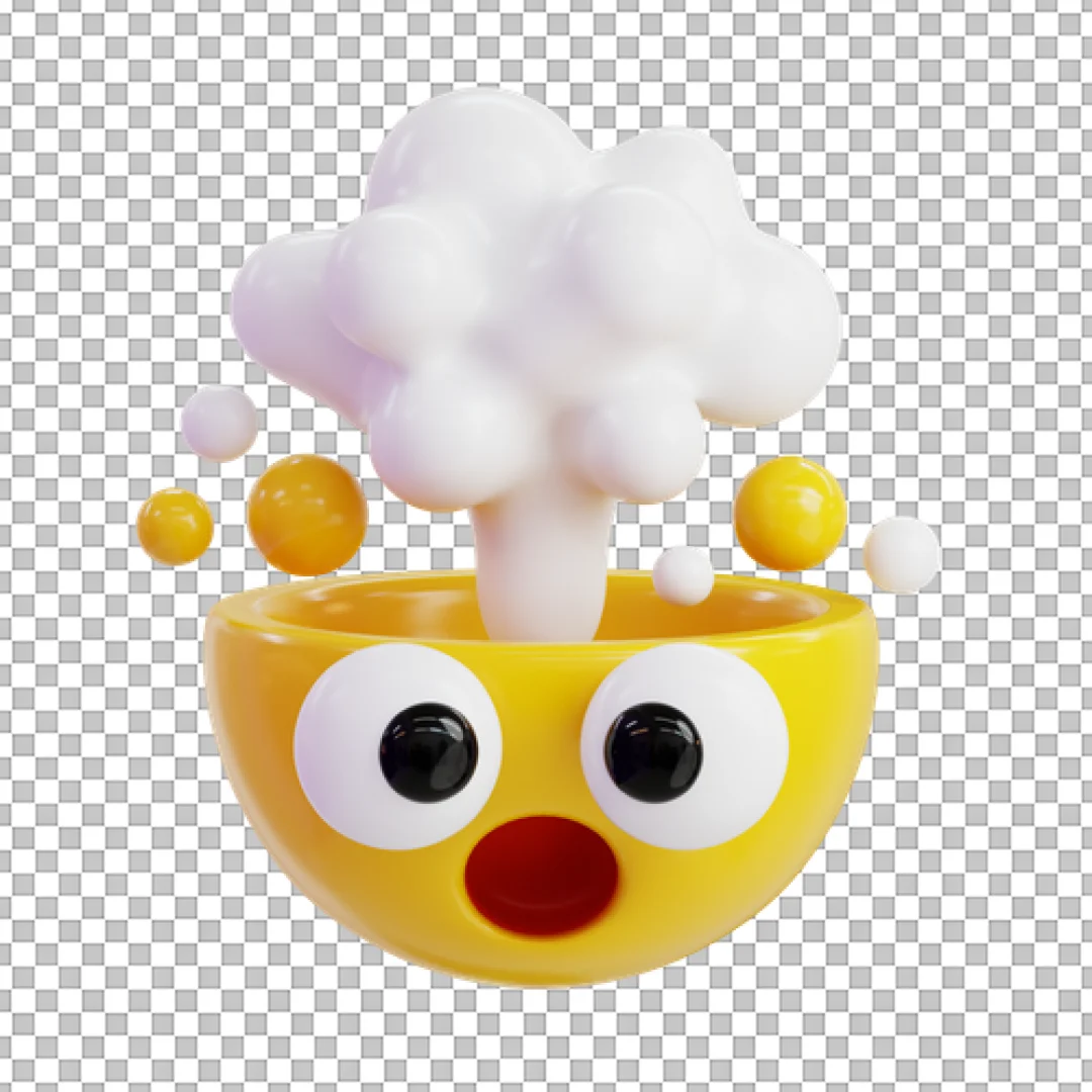 Mind Blown 3D Emoji Icon Rendering - Exploding Head Concept