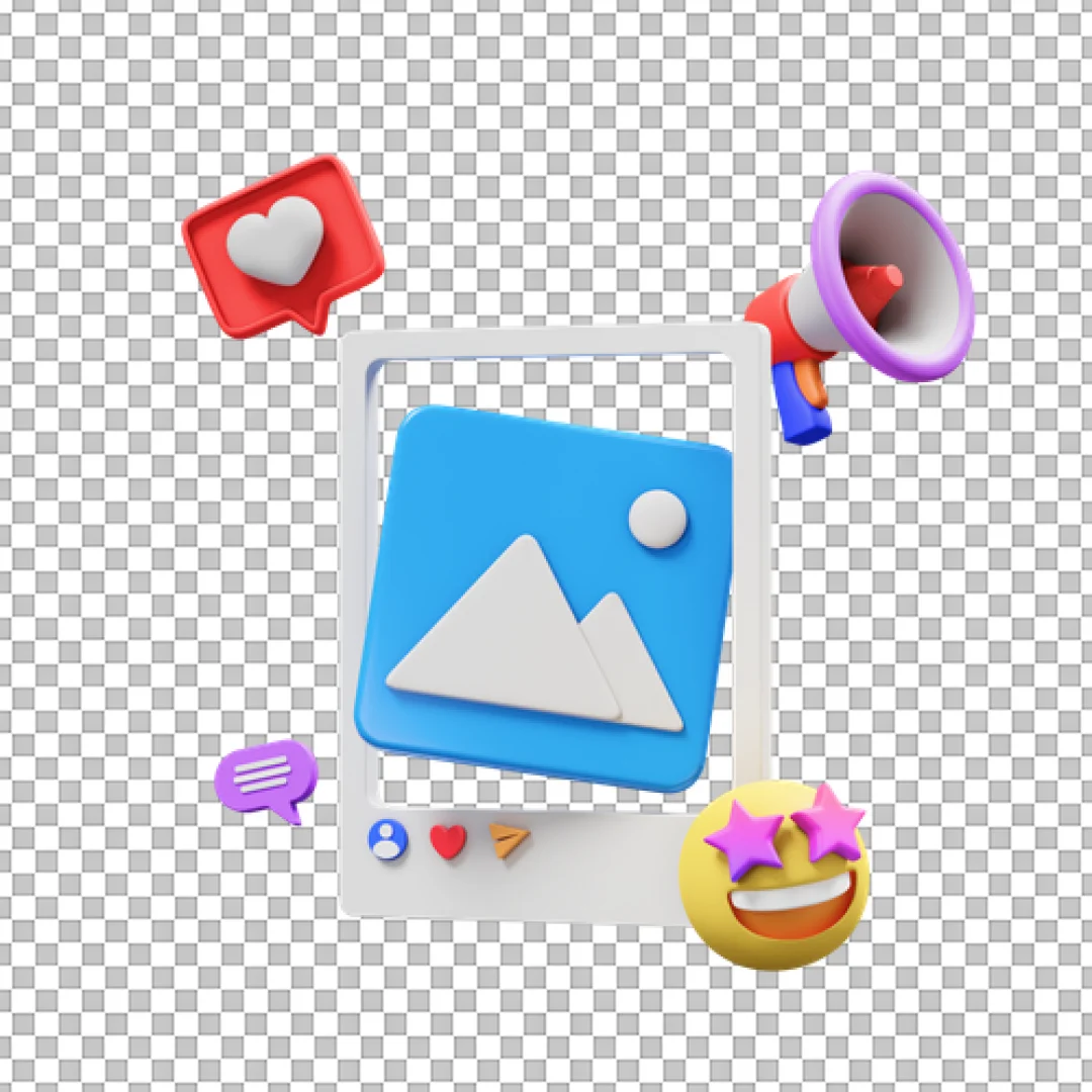 Social Media Creative Kit 3D Icon PNG