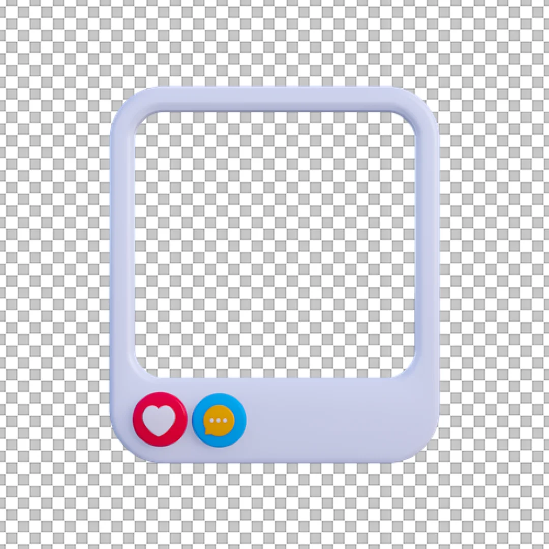 Social Media Frame with Reactions 3D Icon PNG