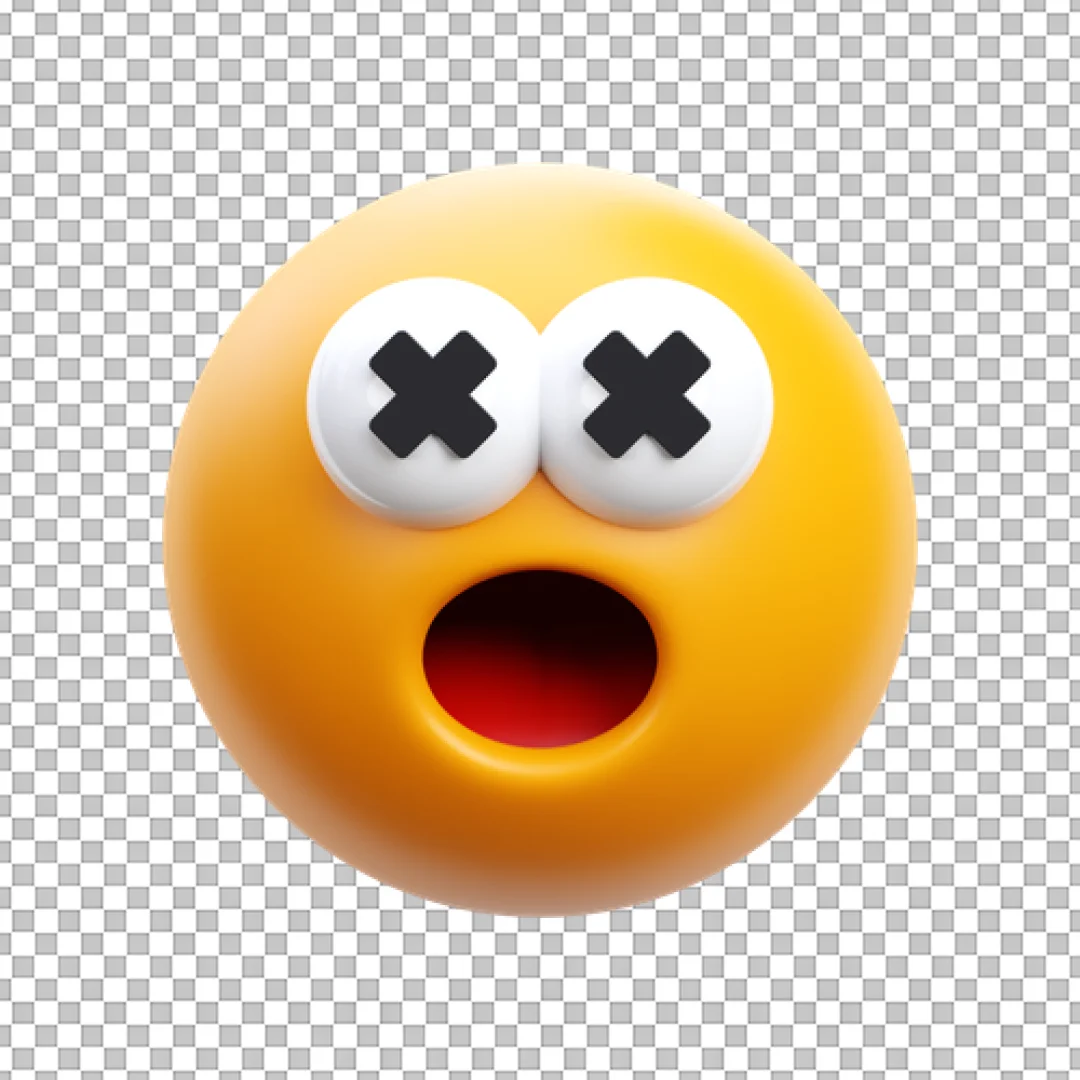 3D Error Emoji Icon with X Eyes Representing Failure or Shock