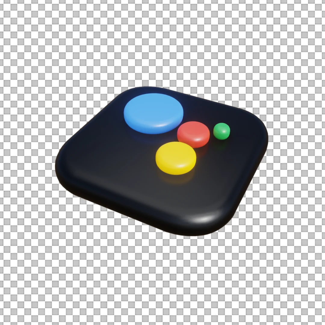 Google Assistant Logo Black Button 3D Icon PNG