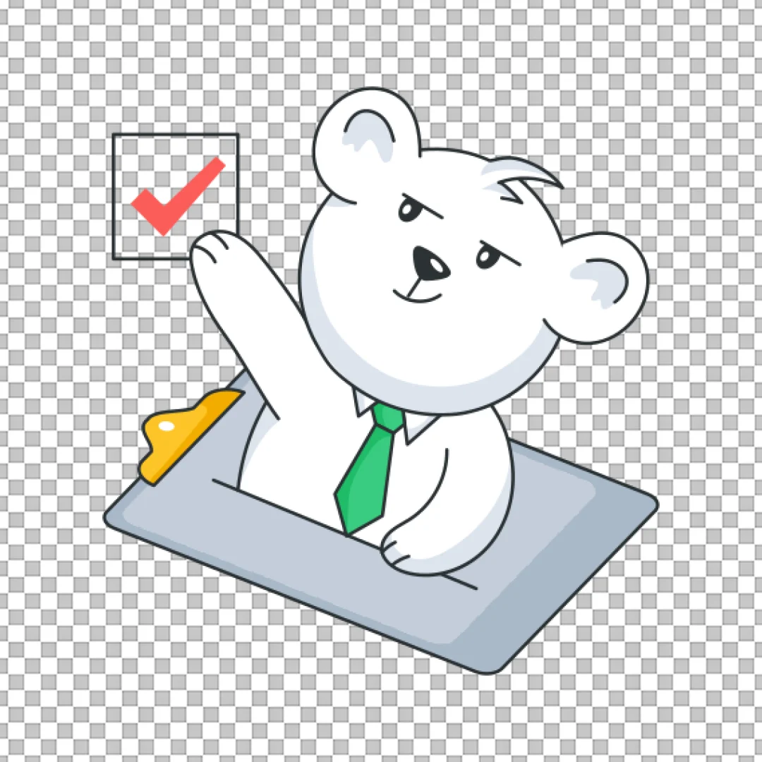 Business Bear With Checkmark Sticker PNG