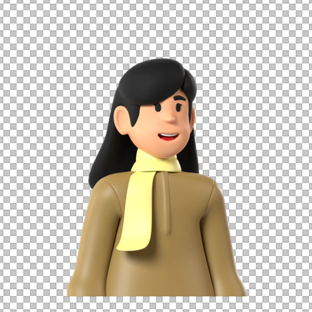 Woman In Winter Scarf 3D PNG