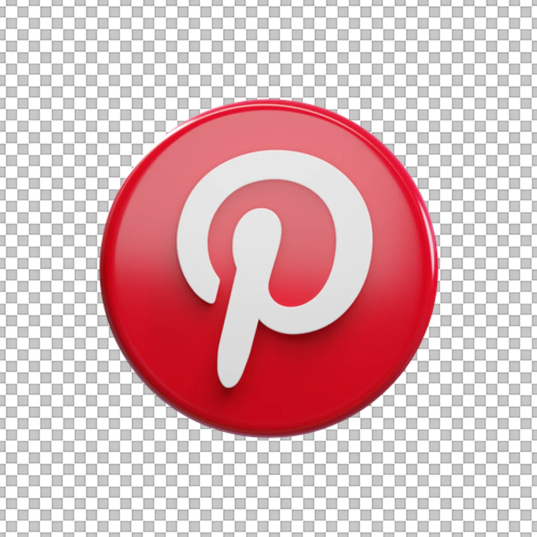 3D Red Round Pinterest Logo PNG