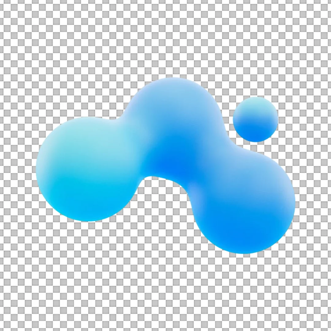 Blue 3D Abstract Liquid Shape PNG