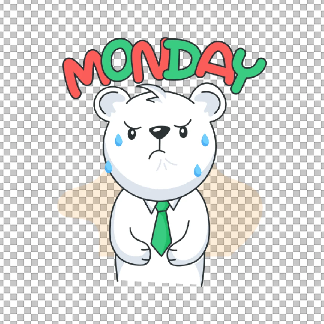 Sad Bear Monday Morning Sticker PNG