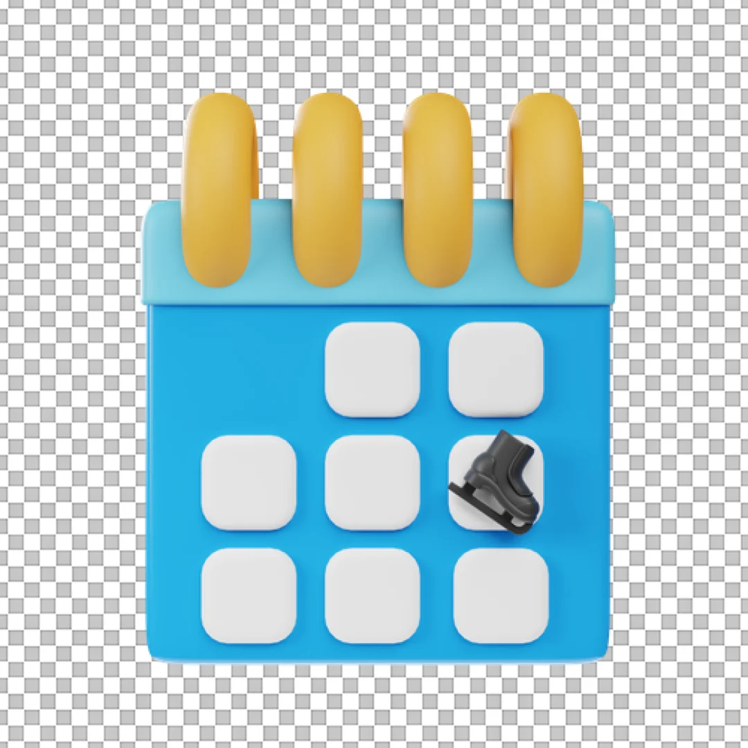 Ice Skate Calendar Icon 3D PNG
