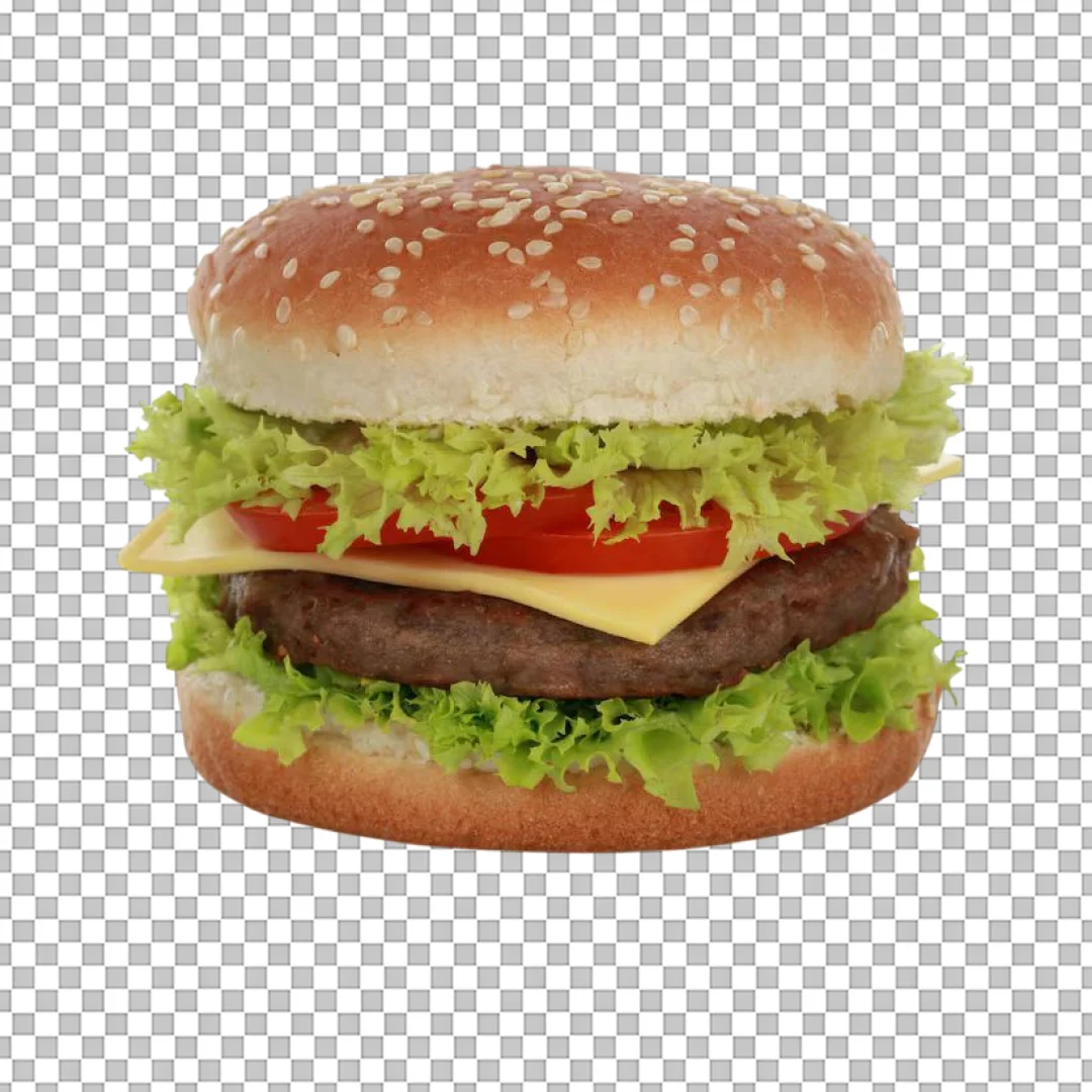 Fluffy Lettuce Cheeseburger Graphic PNG