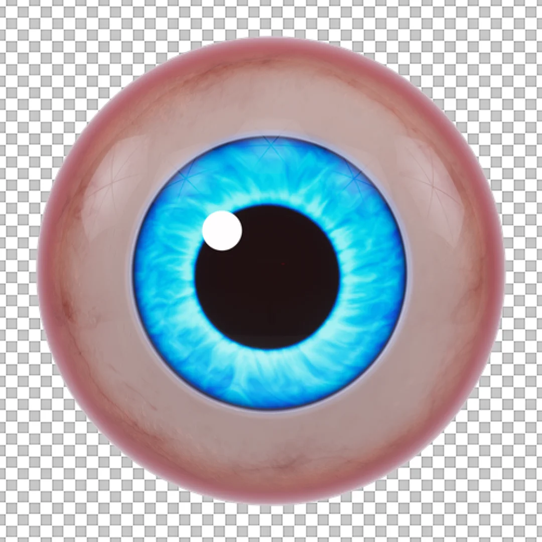 Realistic 3D Human Eyeball Icon with Bright Blue Iris