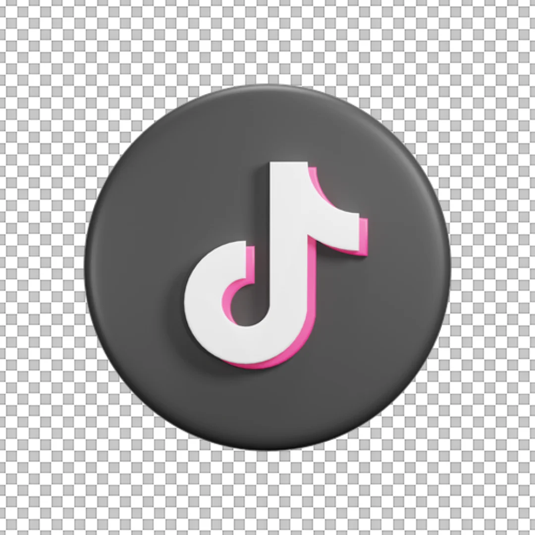 Black Circular 3D TikTok Icon PNG