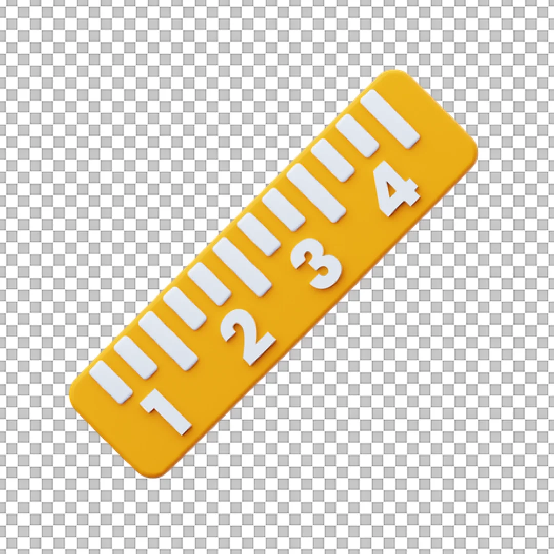 Vibrant Yellow 3D Ruler Measurement Tool Icon