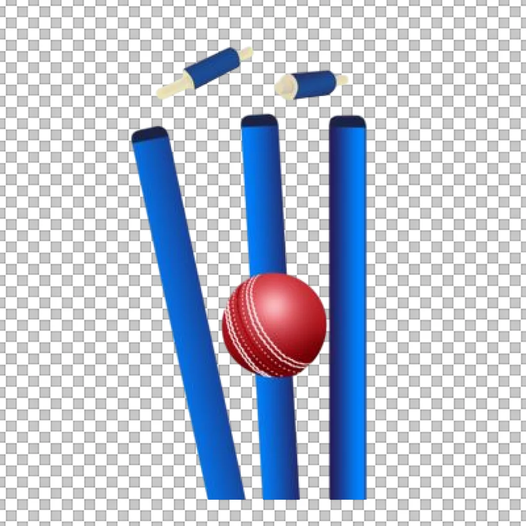 Cricket Ball Hitting Wickets Illustration PNG