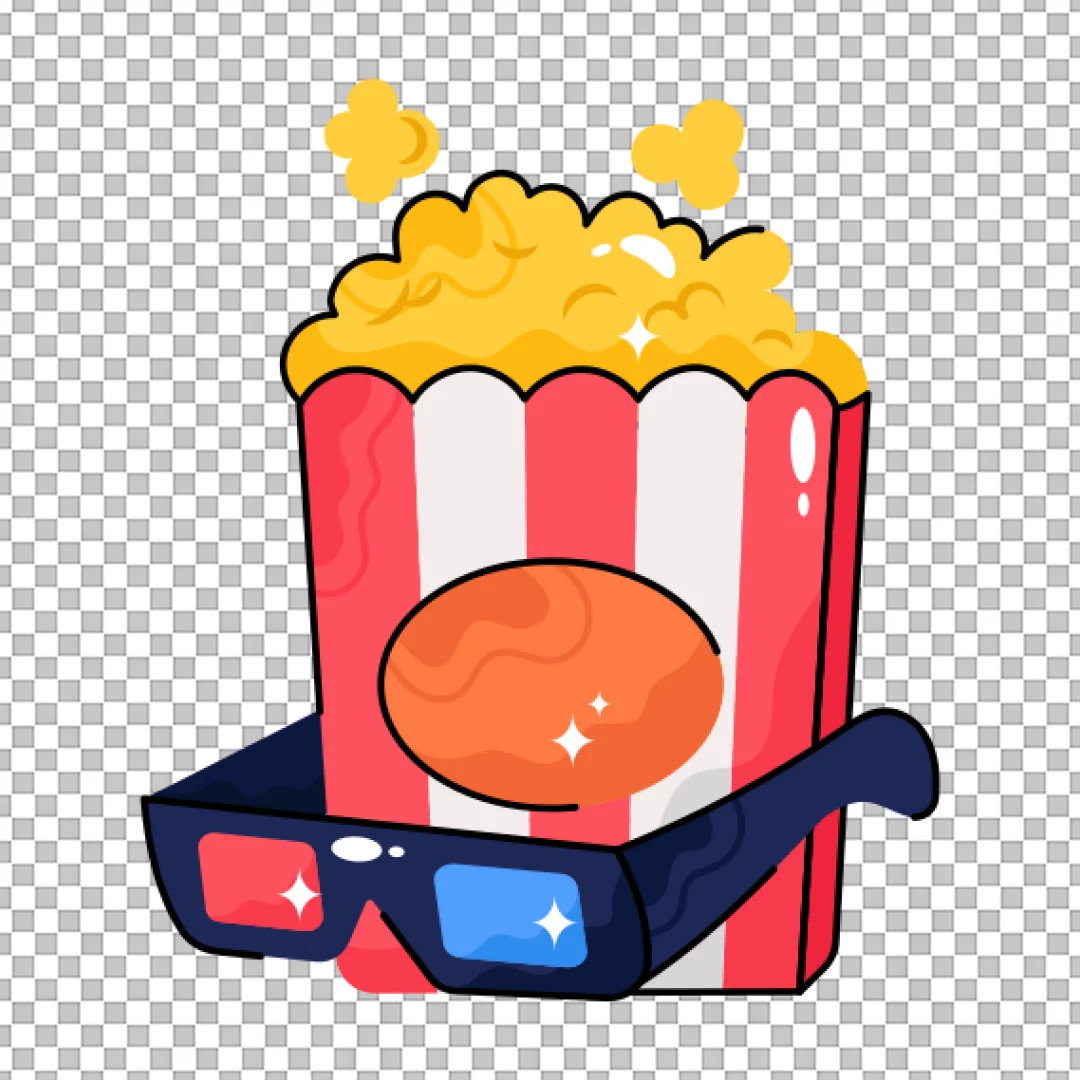 Popcorn and 3D Glasses PNG
