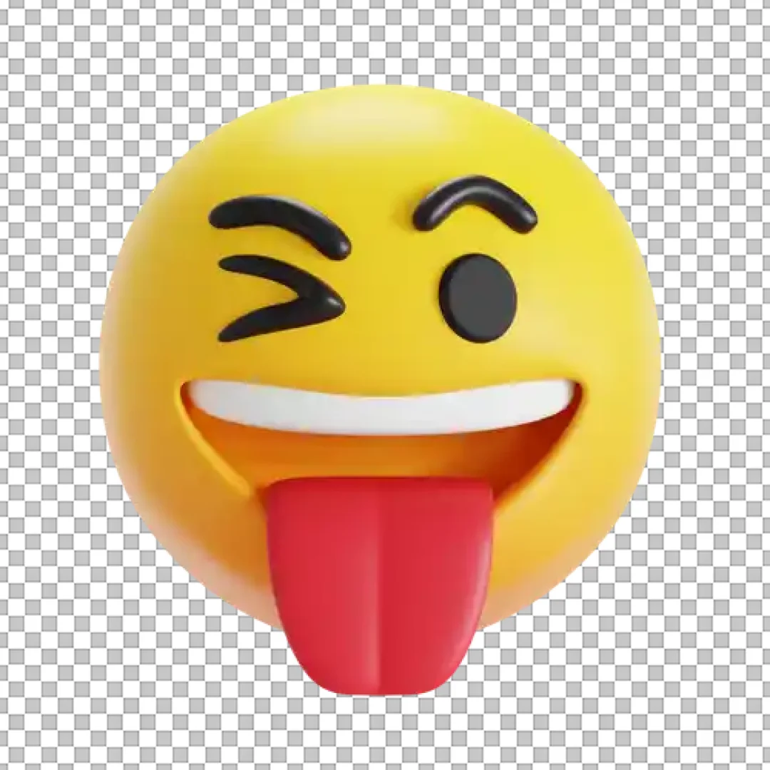 3D Winking Emoji Icon with Tongue Sticking Out