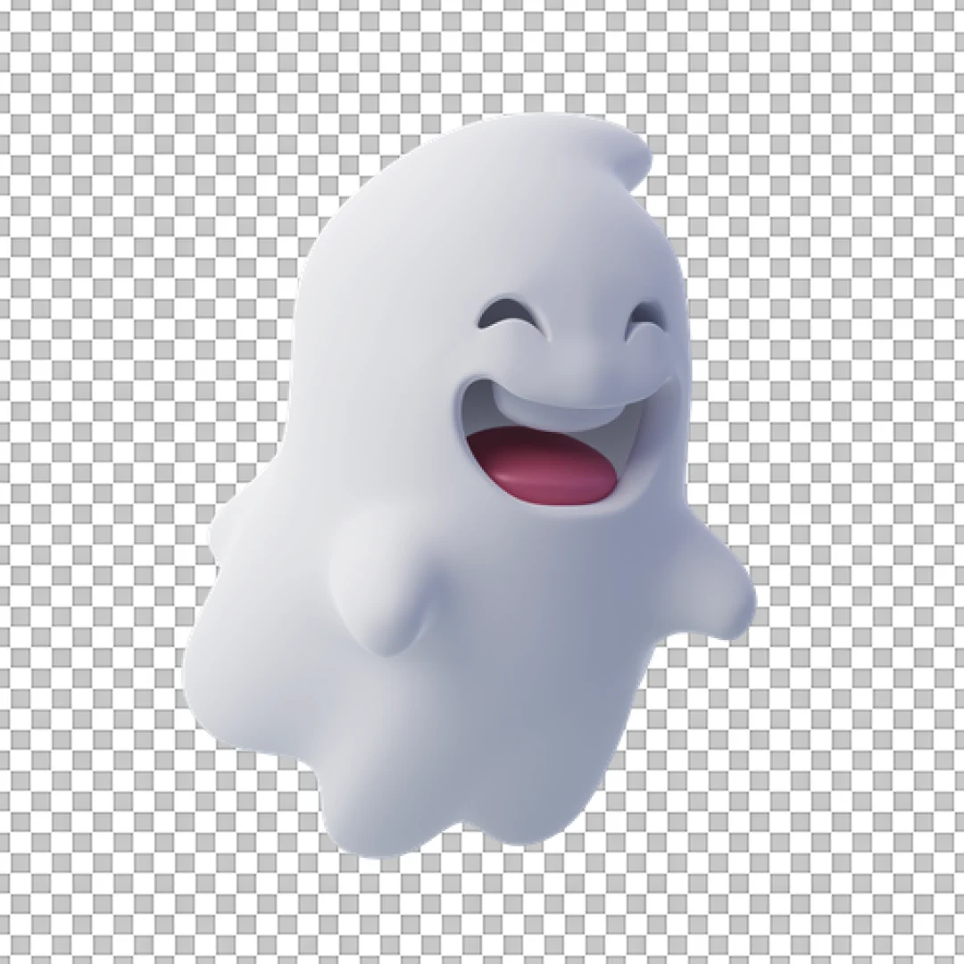 Laughing 3D White Ghost Illustration PNG