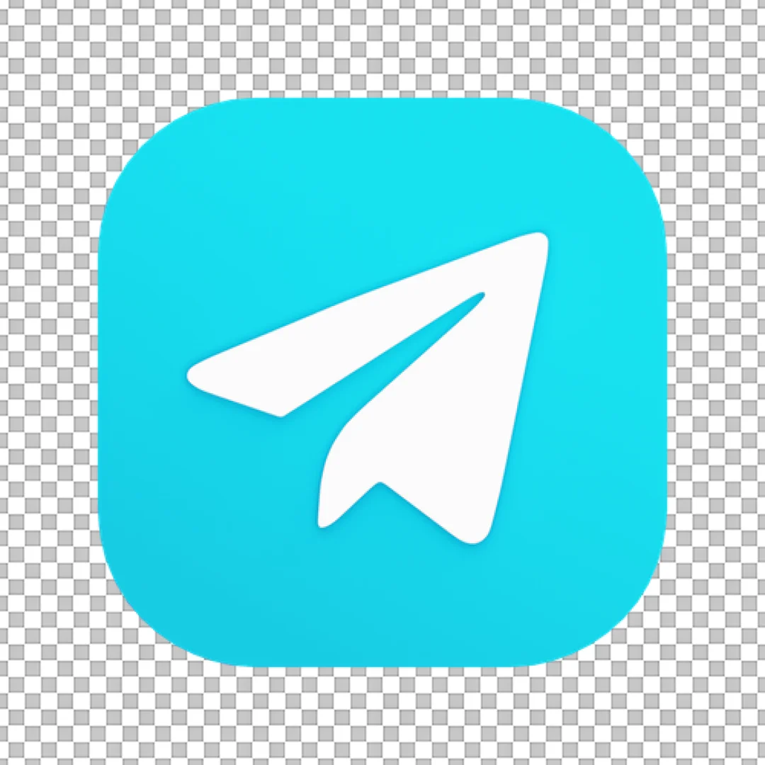 3D Cyan Telegram Icon PNG