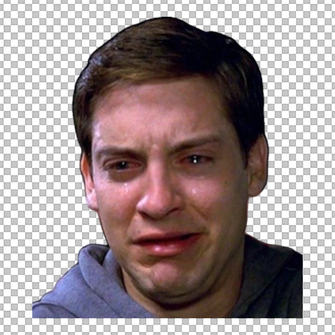 Crying Man Face Meme Sticker PNG