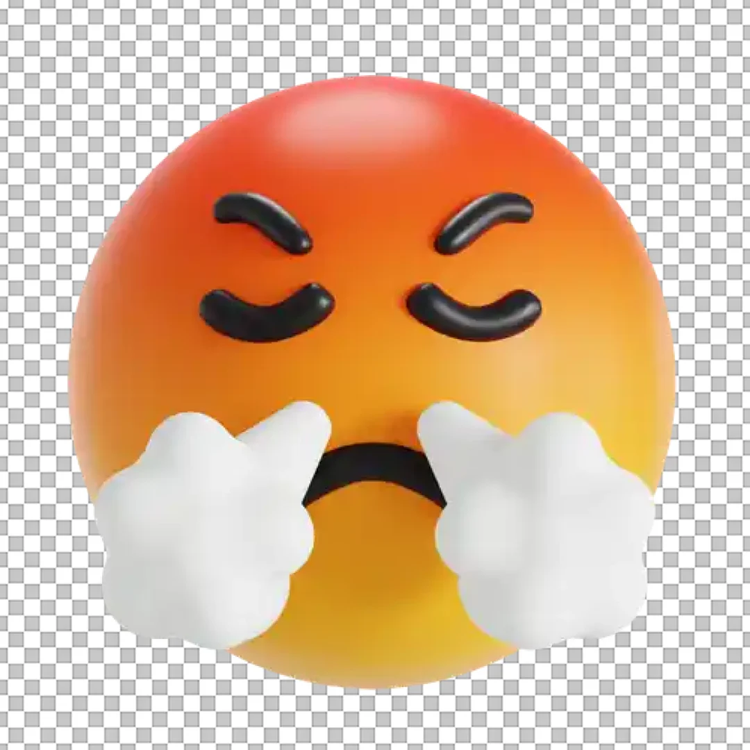 Furious Angry Face 3D Icon Emoticon with Steam Blowing Out