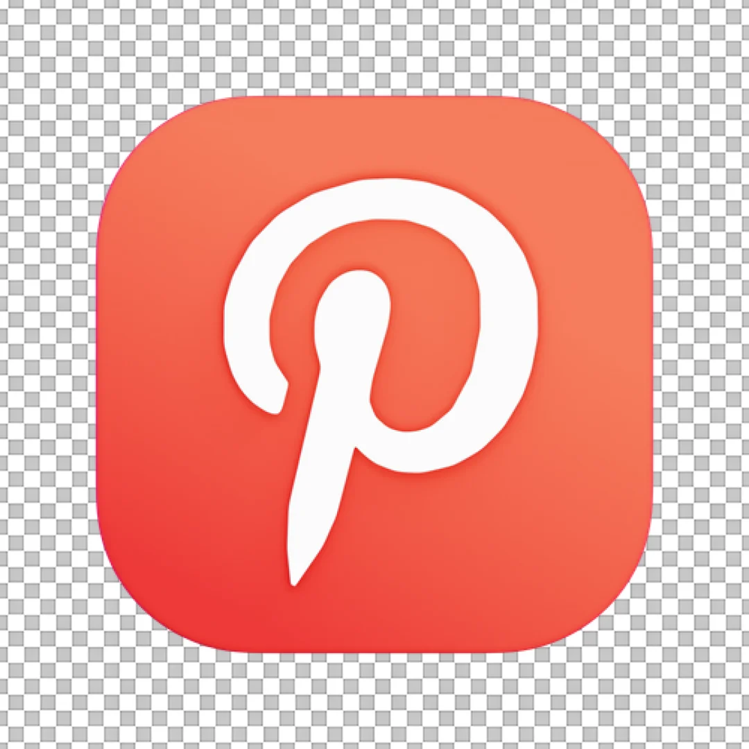 3D Orange Pinterest Logo Icon PNG