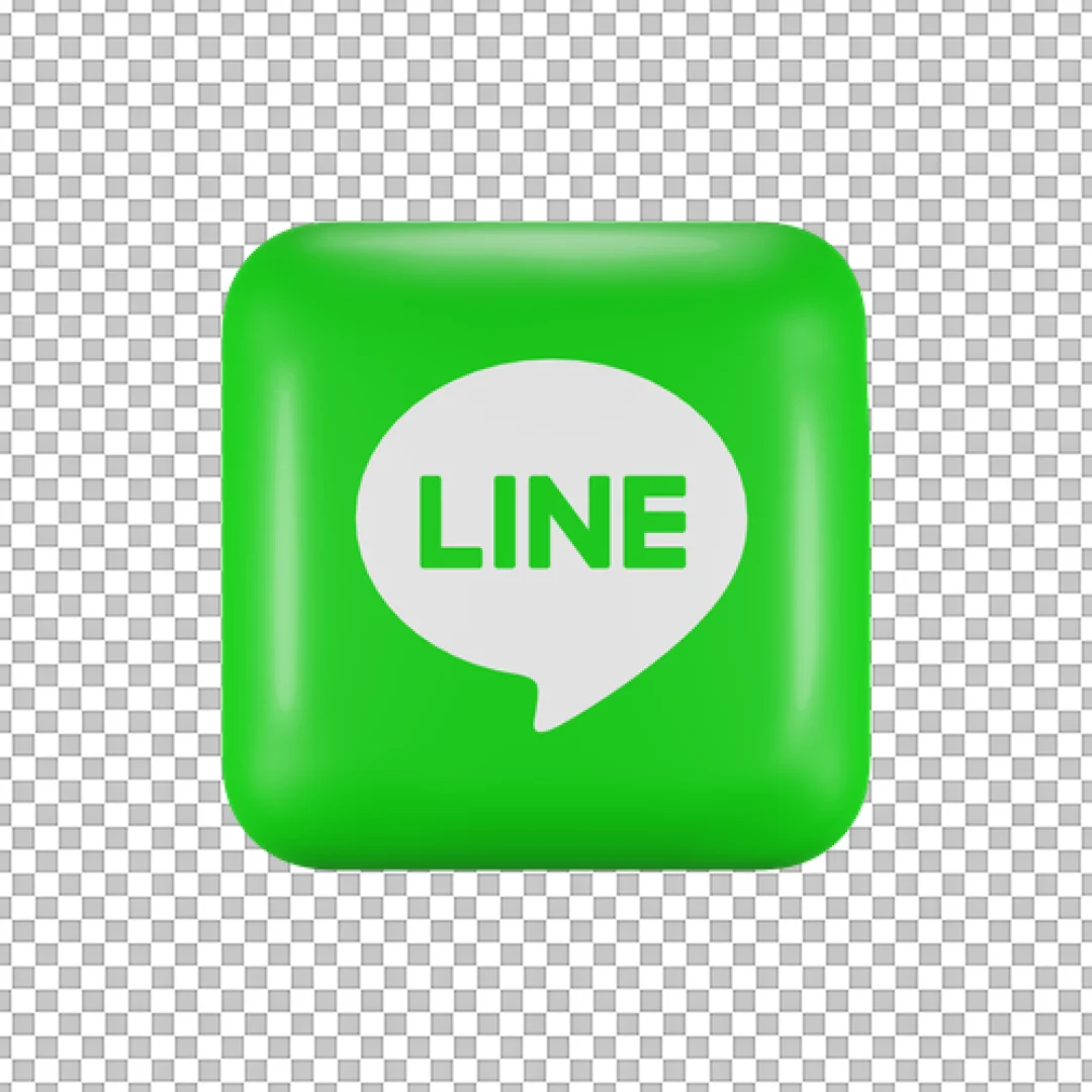 LINE Messenger Logo Green Square 3D Icon PNG