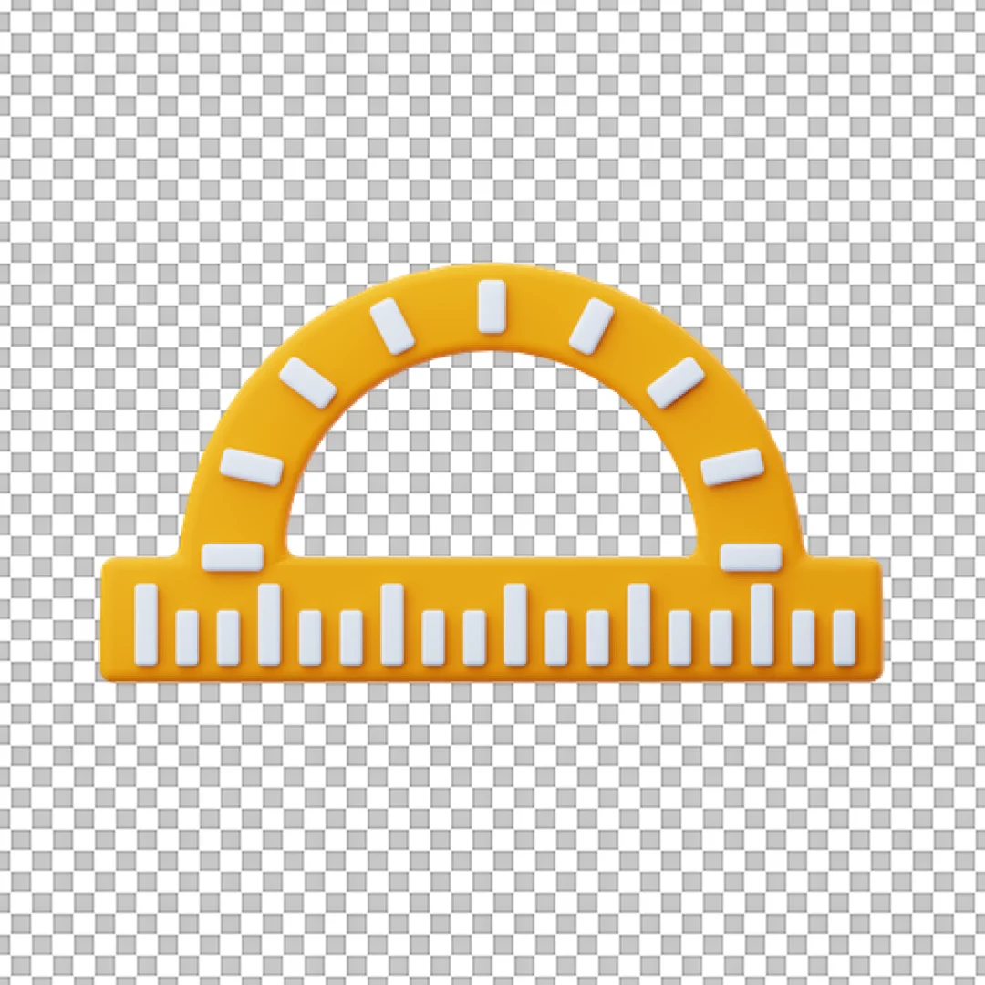 Vibrant Yellow Protractor 3D Icon for Geometry and Measurement