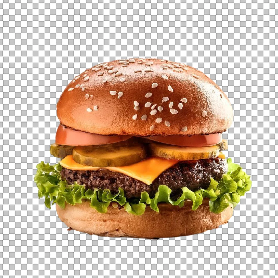 Classic Cheeseburger with Pickles Illustration PNG