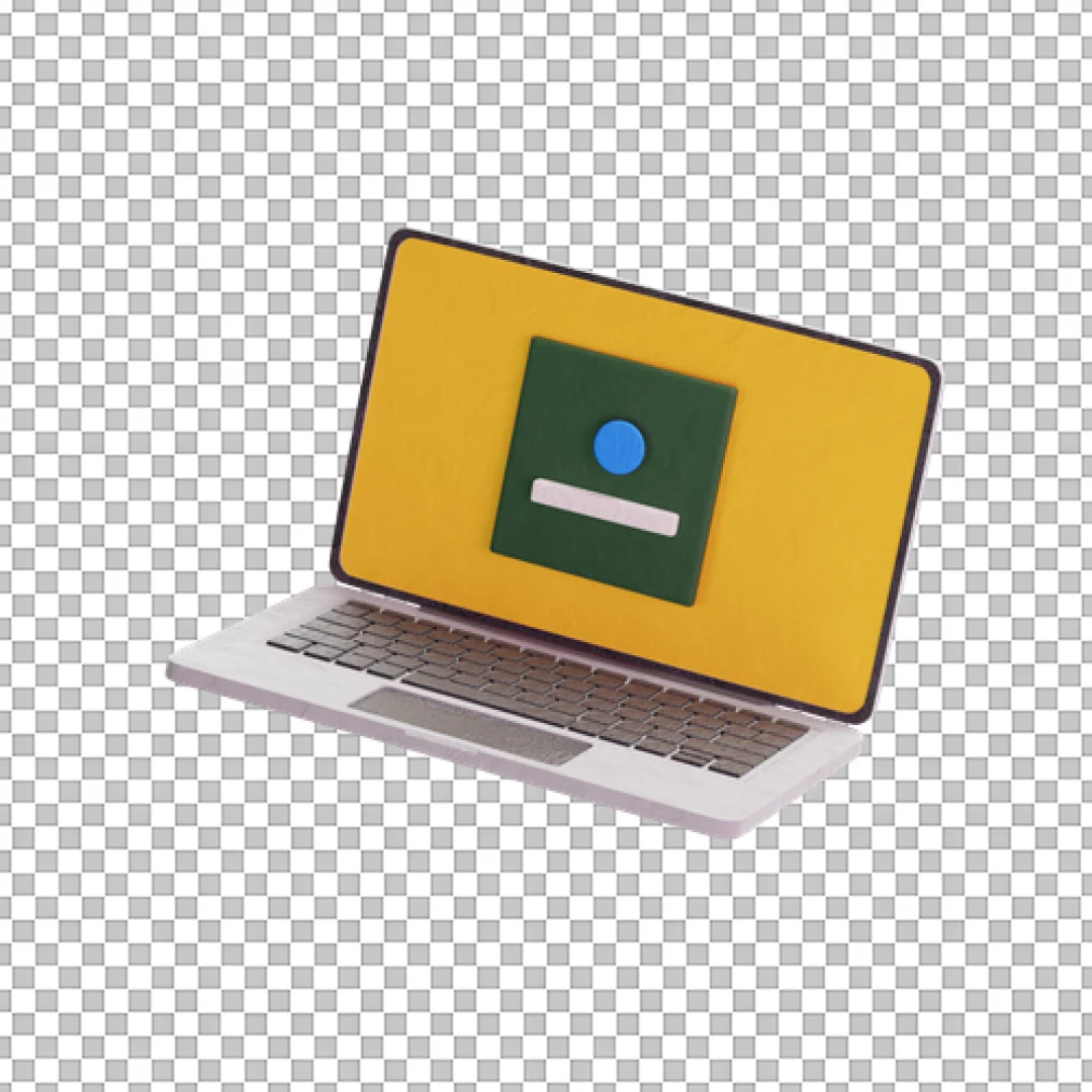 Yellow Laptop Web Interface 3D Icon PNG