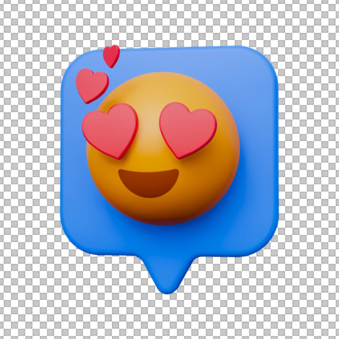 Love Face Emoji With Heart Eyes Bubble PNG