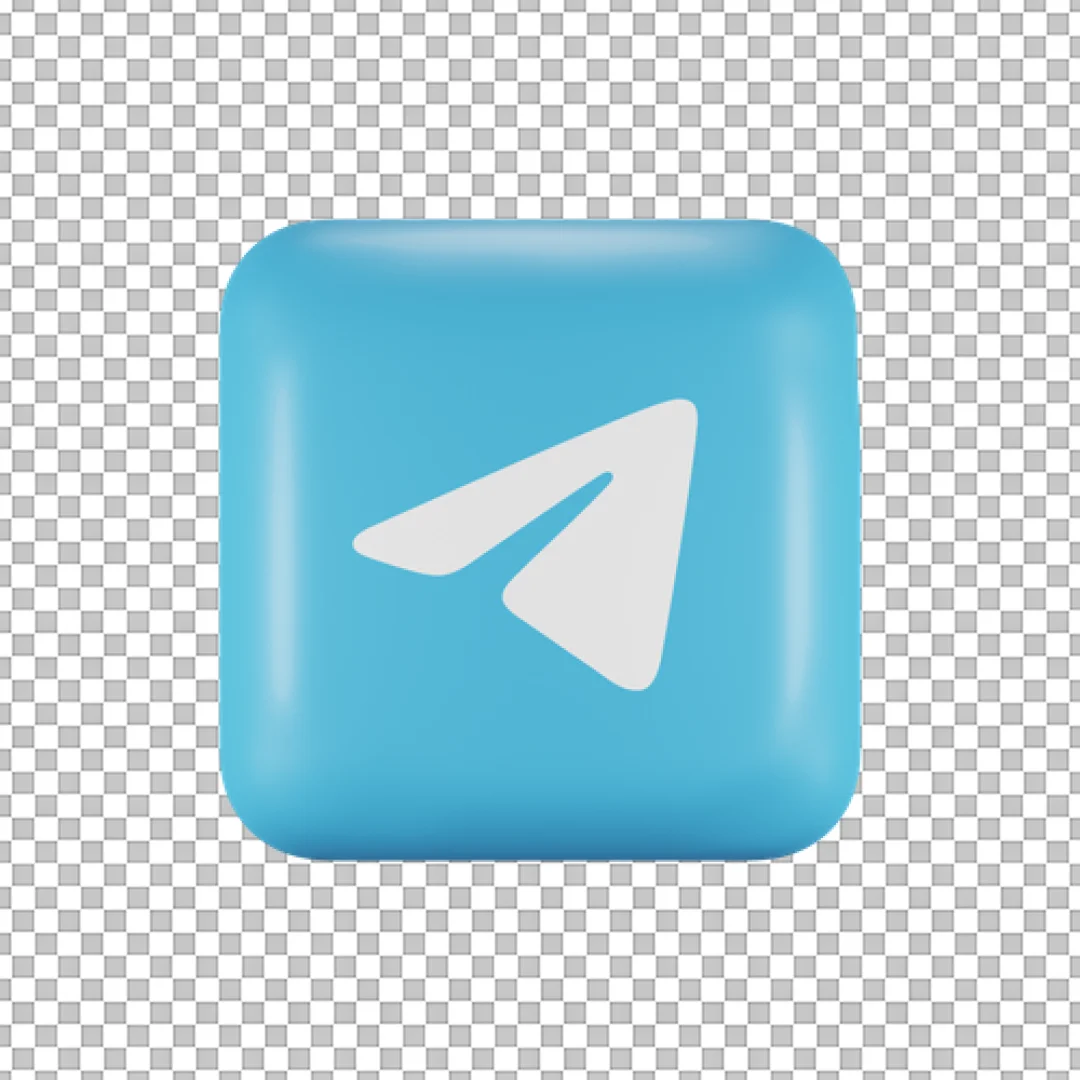3D Blue Telegram App Icon PNG