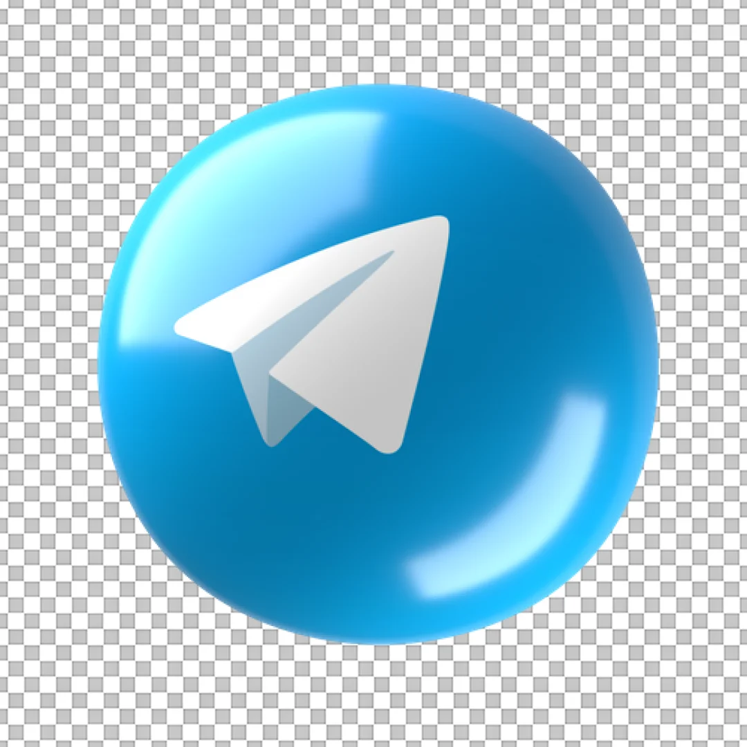 3D Blue Telegram Orb Icon PNG