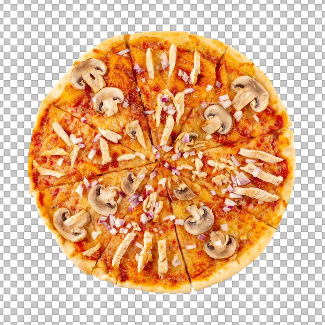 Sliced Mushroom And Onion Pizza PNG
