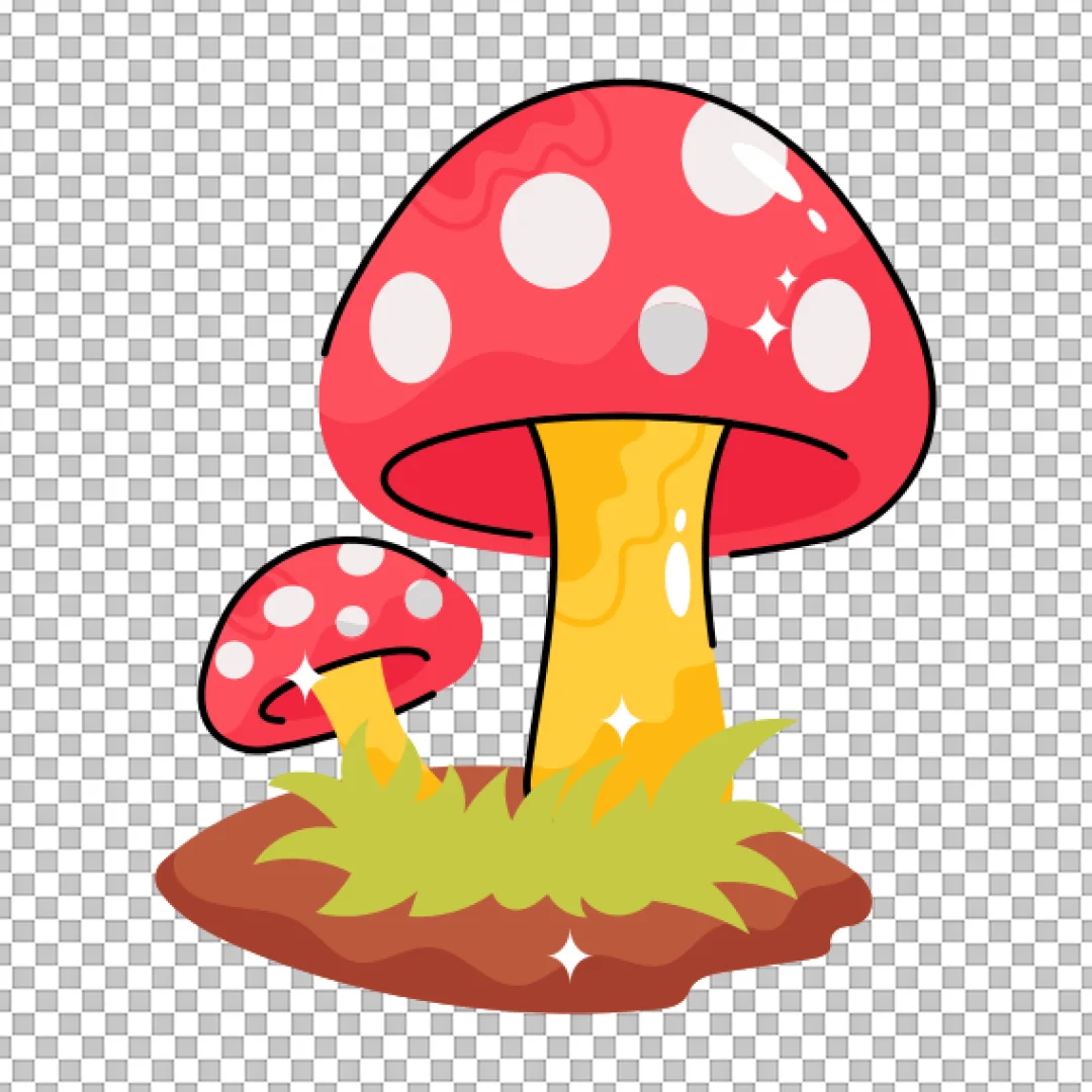 Red and White Cartoon Mushrooms PNG
