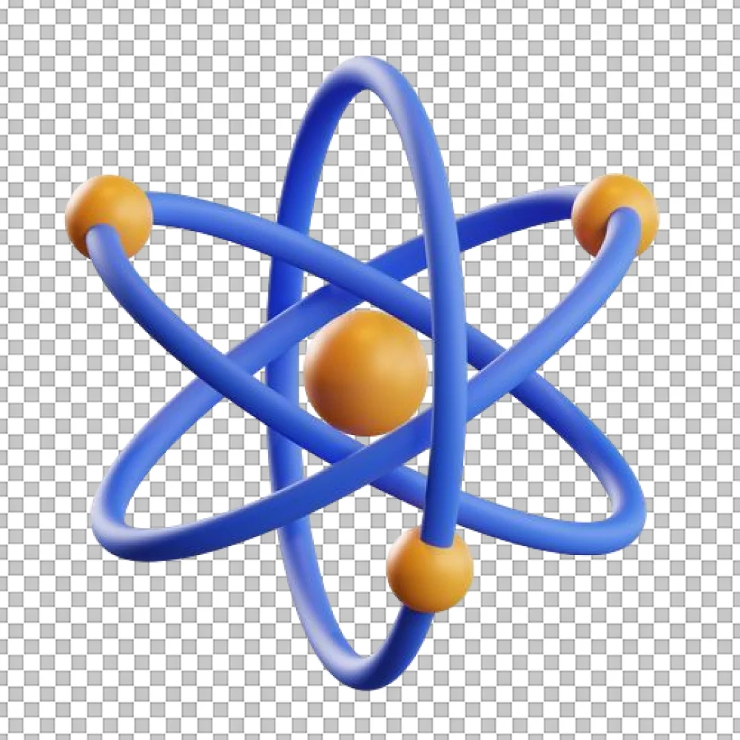 Blue and Orange Atom Icon PNG