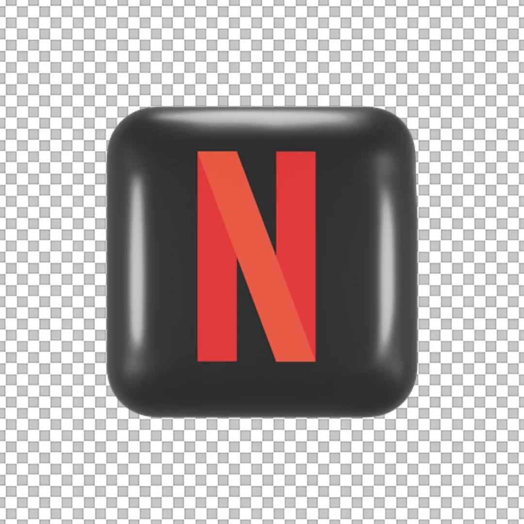 Netflix Logo Black Square 3D Icon PNG