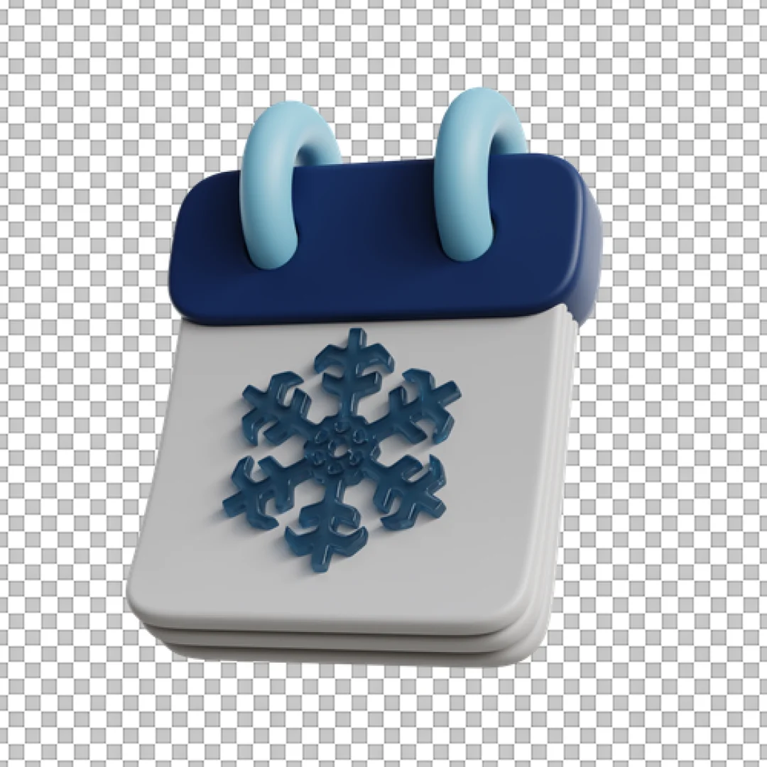 Winter Calendar Snowflake Icon 3D PNG