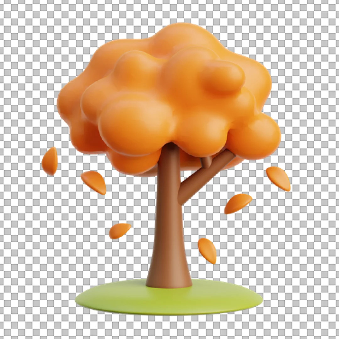 Orange Cloud Shaped Autumn Tree PNG