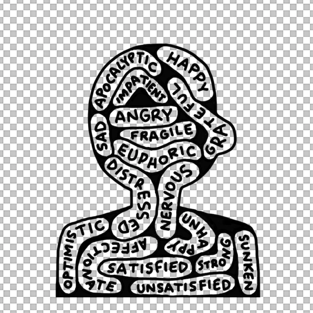 Mental Health Word Cloud Silhouette PNG