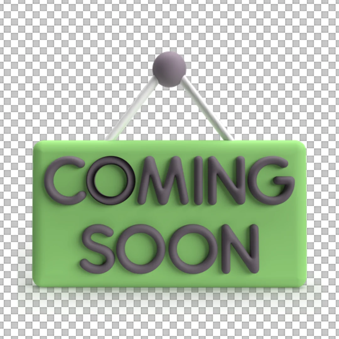 Green Hanging Coming Soon Sign Board PNG