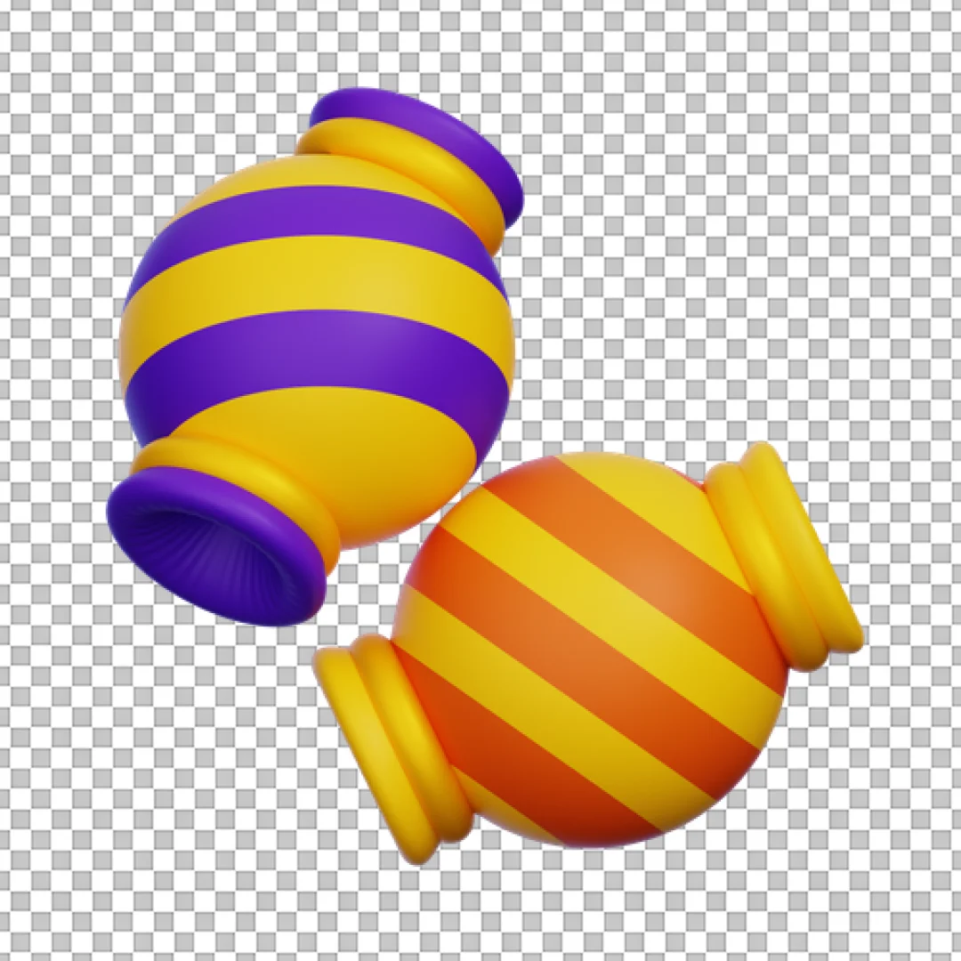 Striped Round Halloween Candies 3D Food PNG