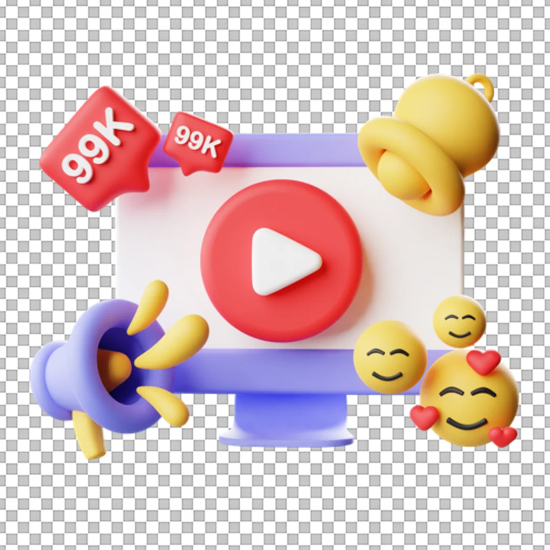 3D Video Marketing Concept Icon PNG